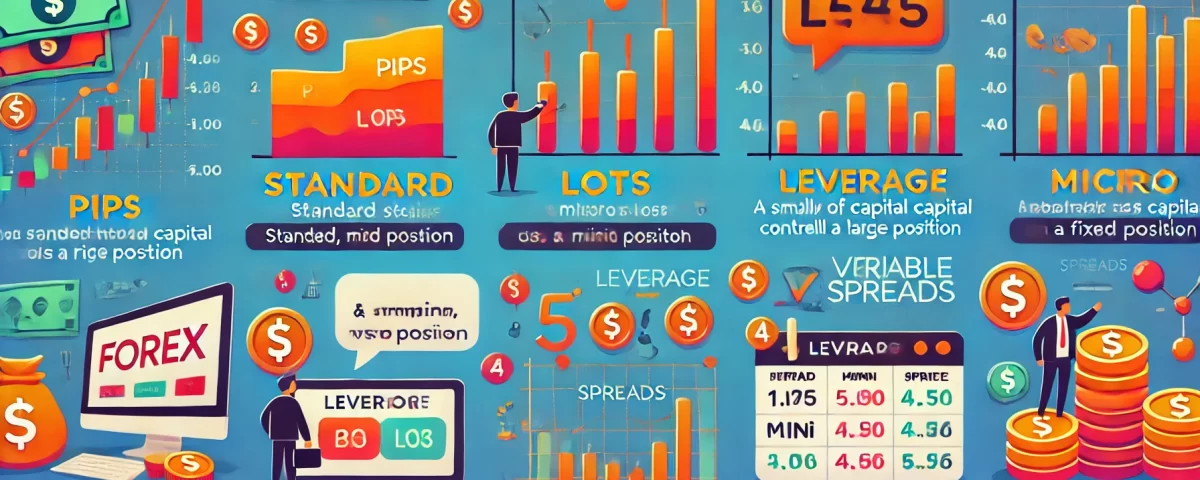 Conceptos clave del Forex: Pips, lotes, apalancamiento y spreads explicados