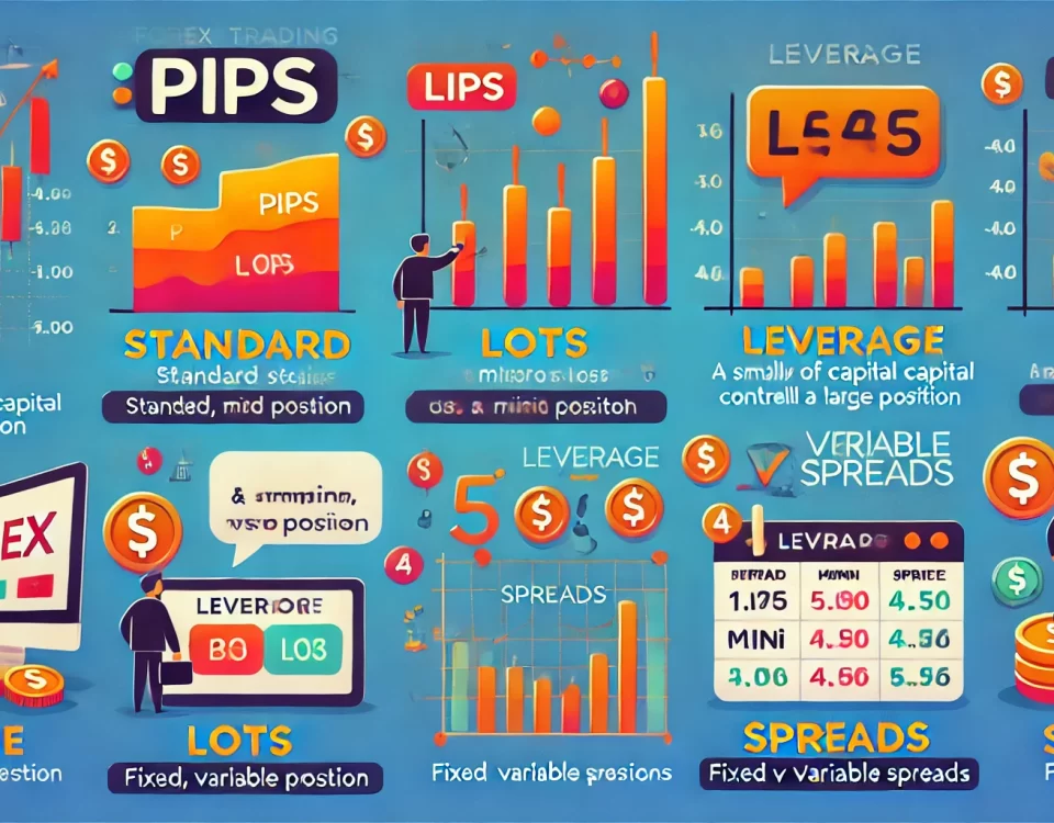 Conceptos clave del Forex: Pips, lotes, apalancamiento y spreads explicados